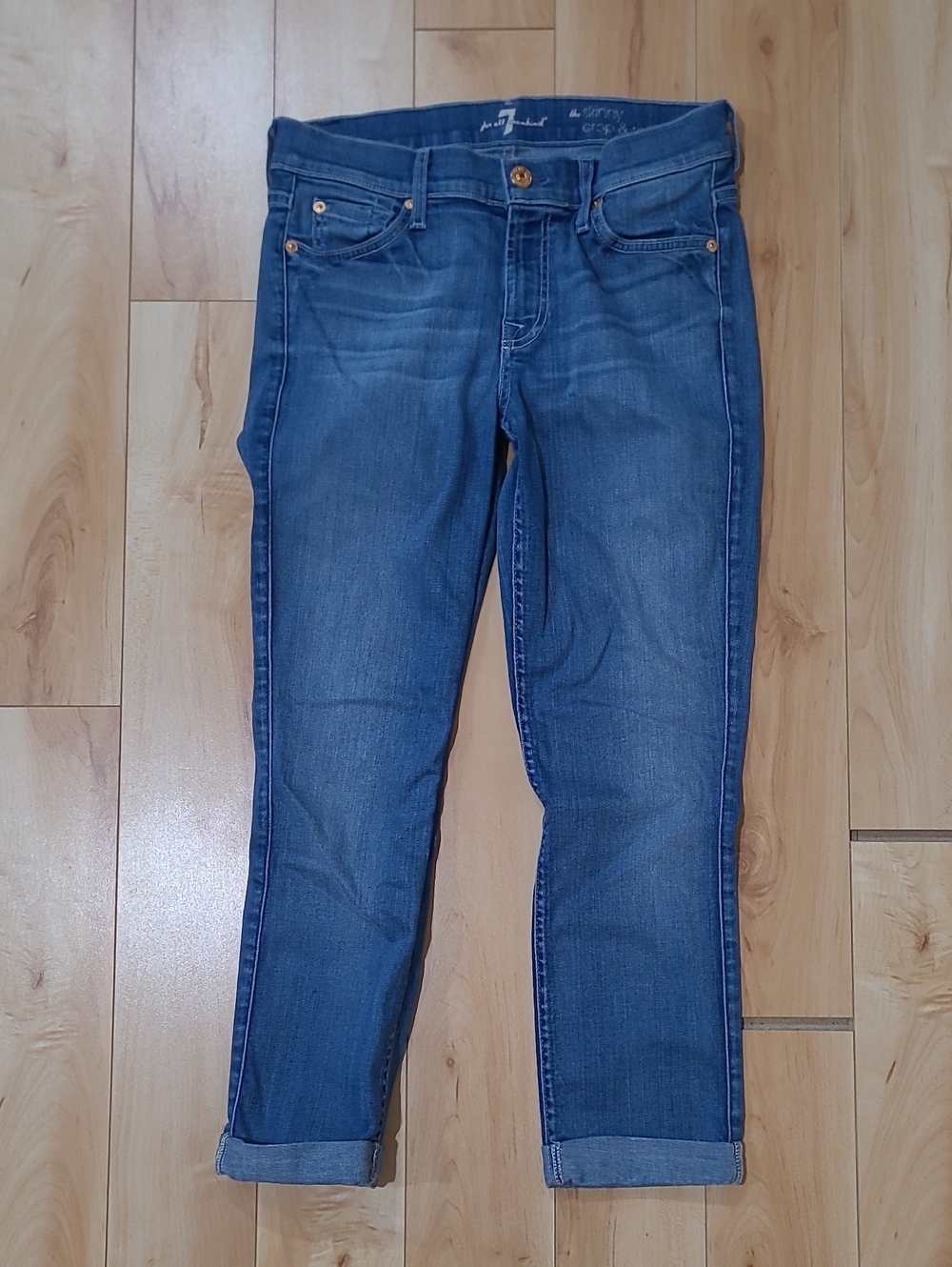 7 For All Mankind Women's Size 27 Skinny Crop & Roll Capri Jeans